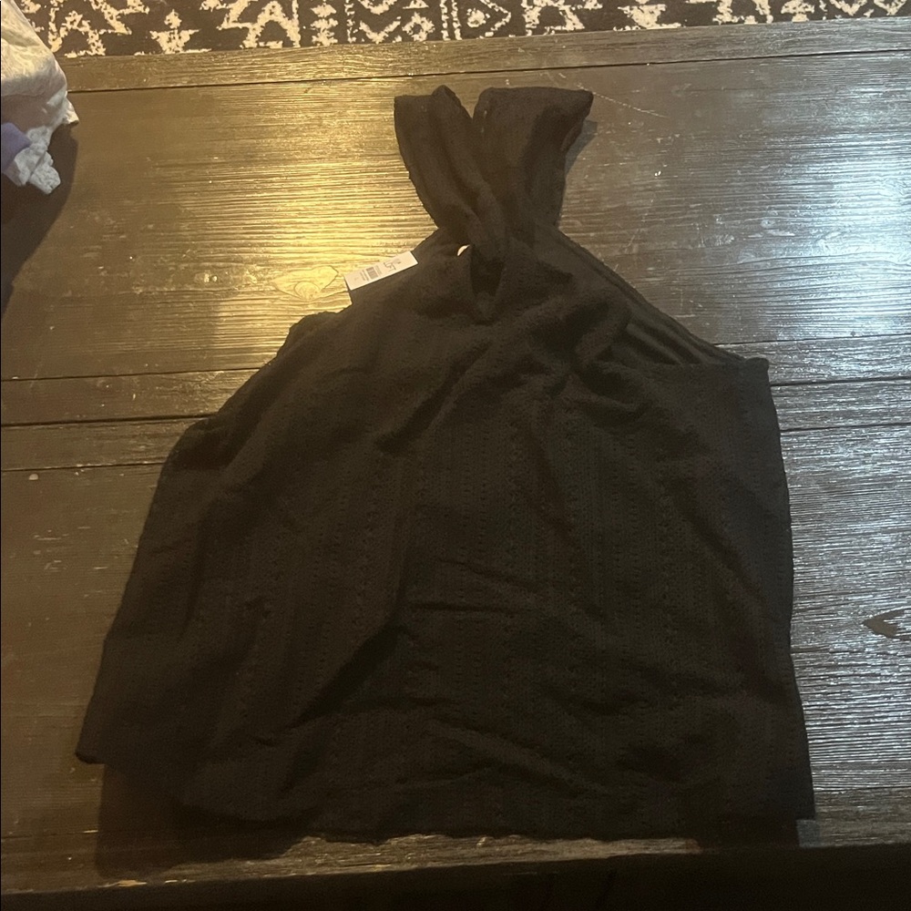 NEW LOFT Black Textured  Sleeveless Lace Top